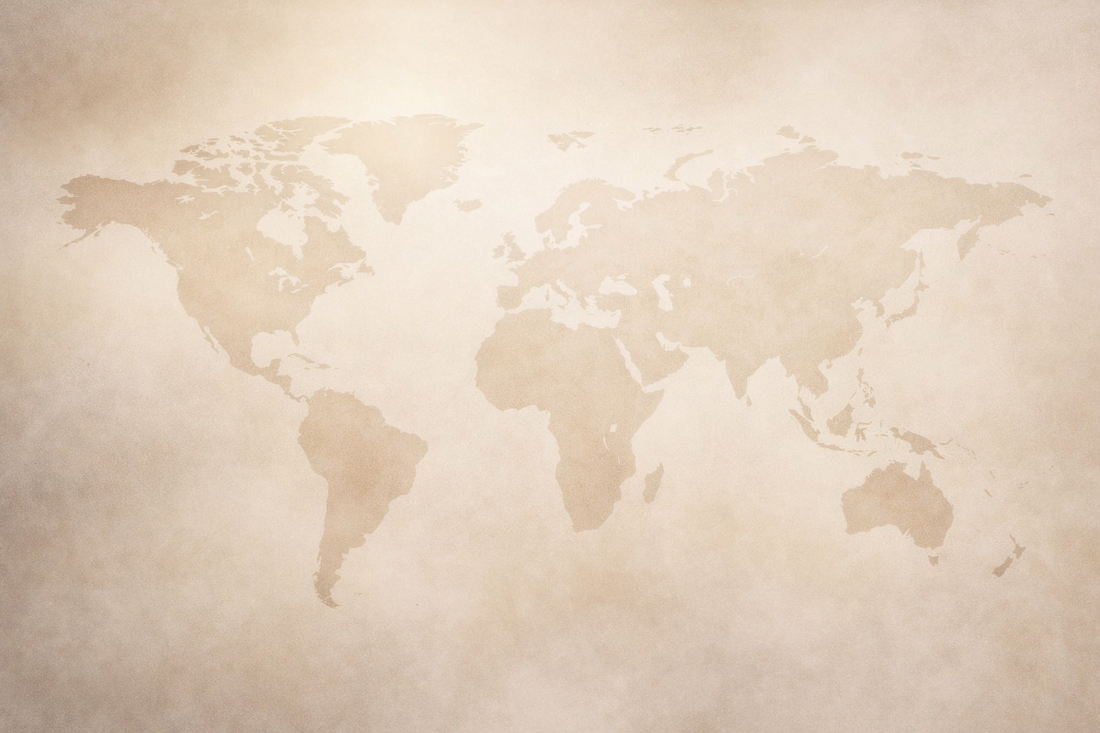 Minimal world map representing global trend of tallow balm skincare