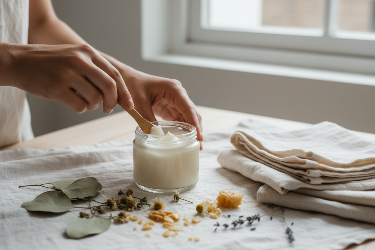 small glass jar with tallow